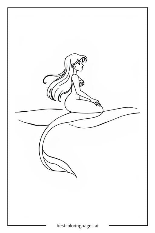 Mermaid Floating on the Ocean Surface Coloring Pages