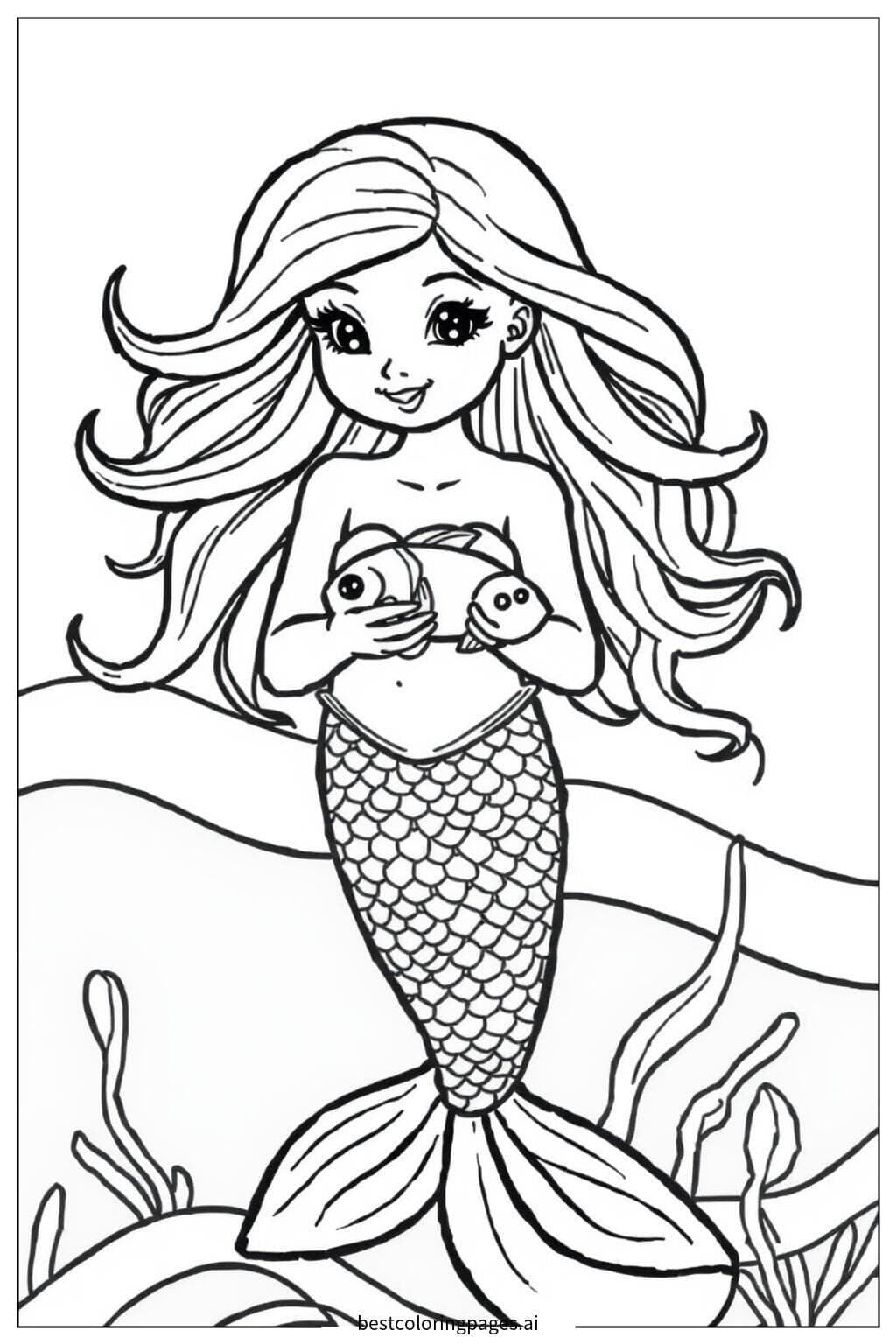 Mermaid Holding a Small Fish