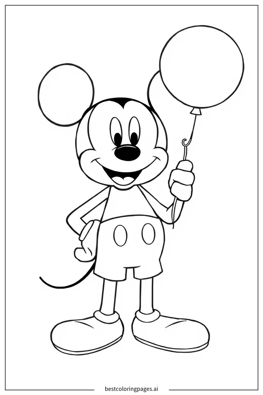 Mickey Mouse Holding a Balloon