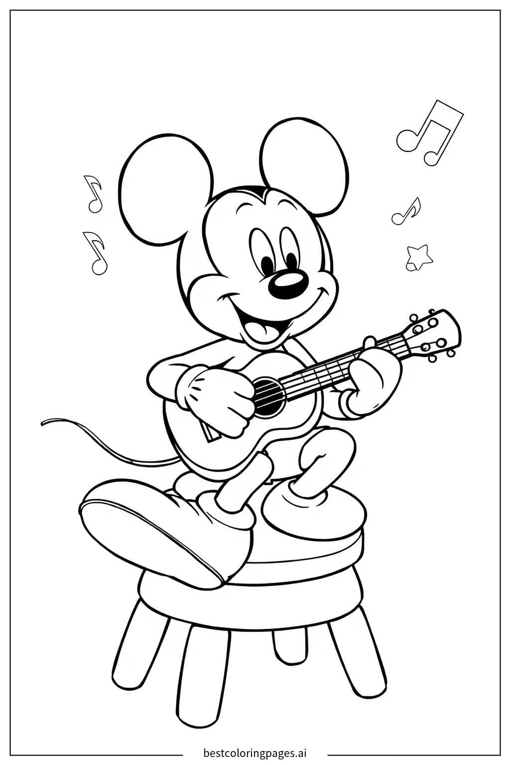 Mickey Mouse Playing the Guitar