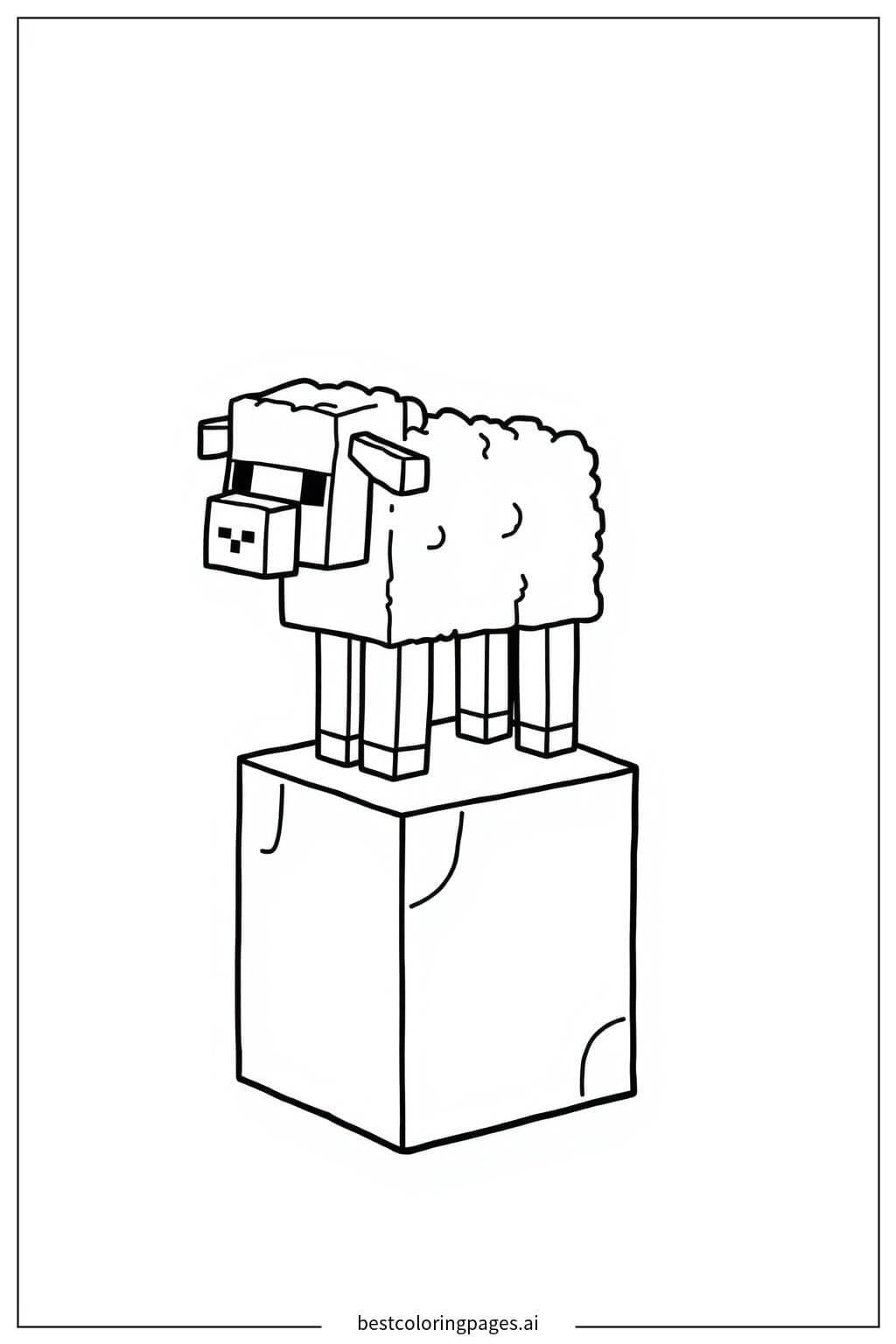 Minecraft Sheep Standing on a Block