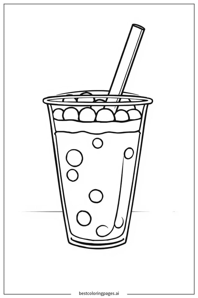 Mini Boba Tea Delight Coloring Page
