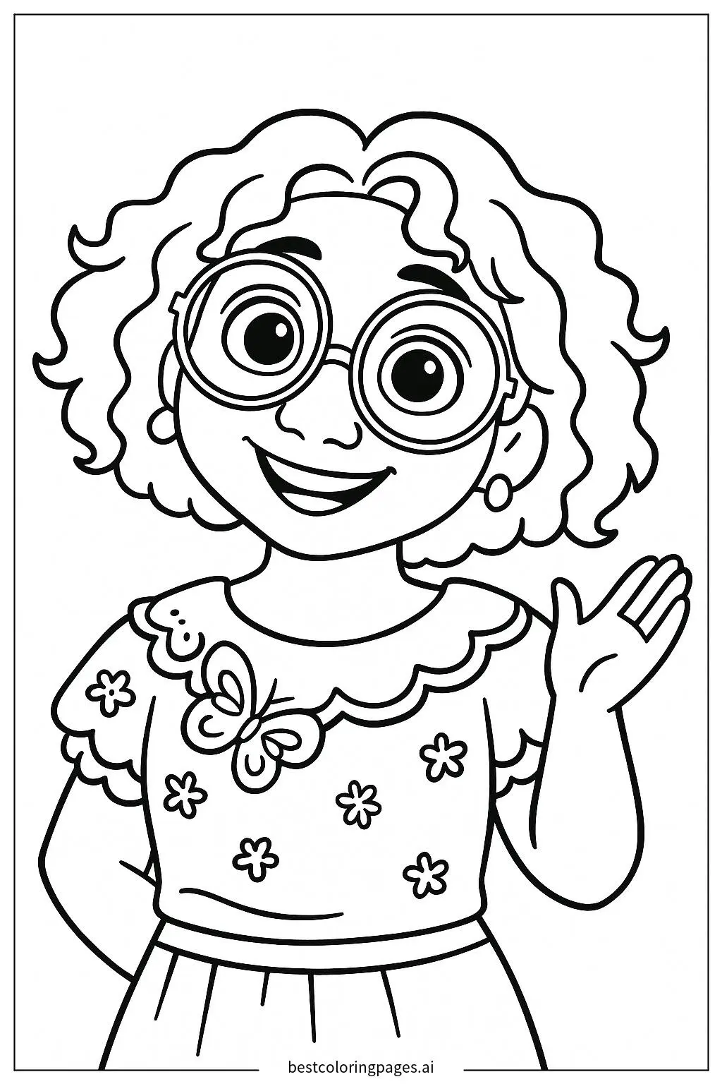 Mirabel from Encanto with Glasses Coloring Page