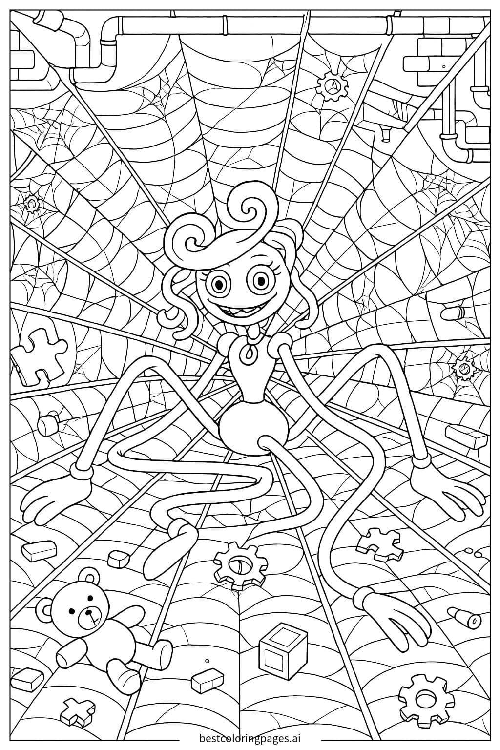 蜘蛛迷宮中的長腿媽媽 著色圖