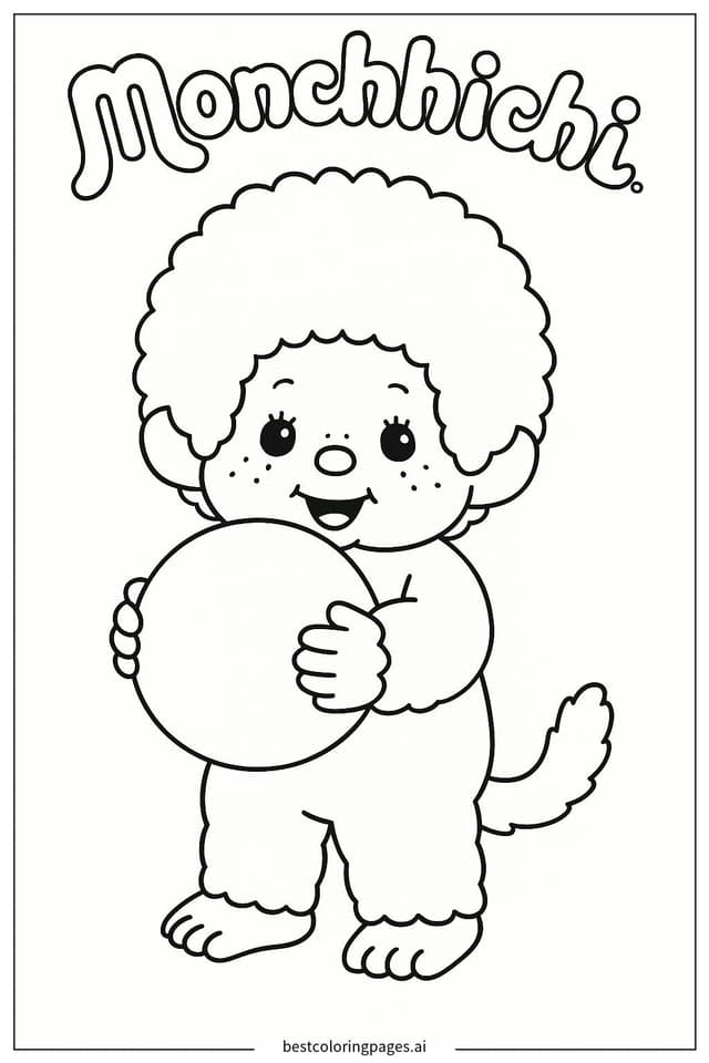 Disegni di Monchhichi che gioca con una palla da Colorare