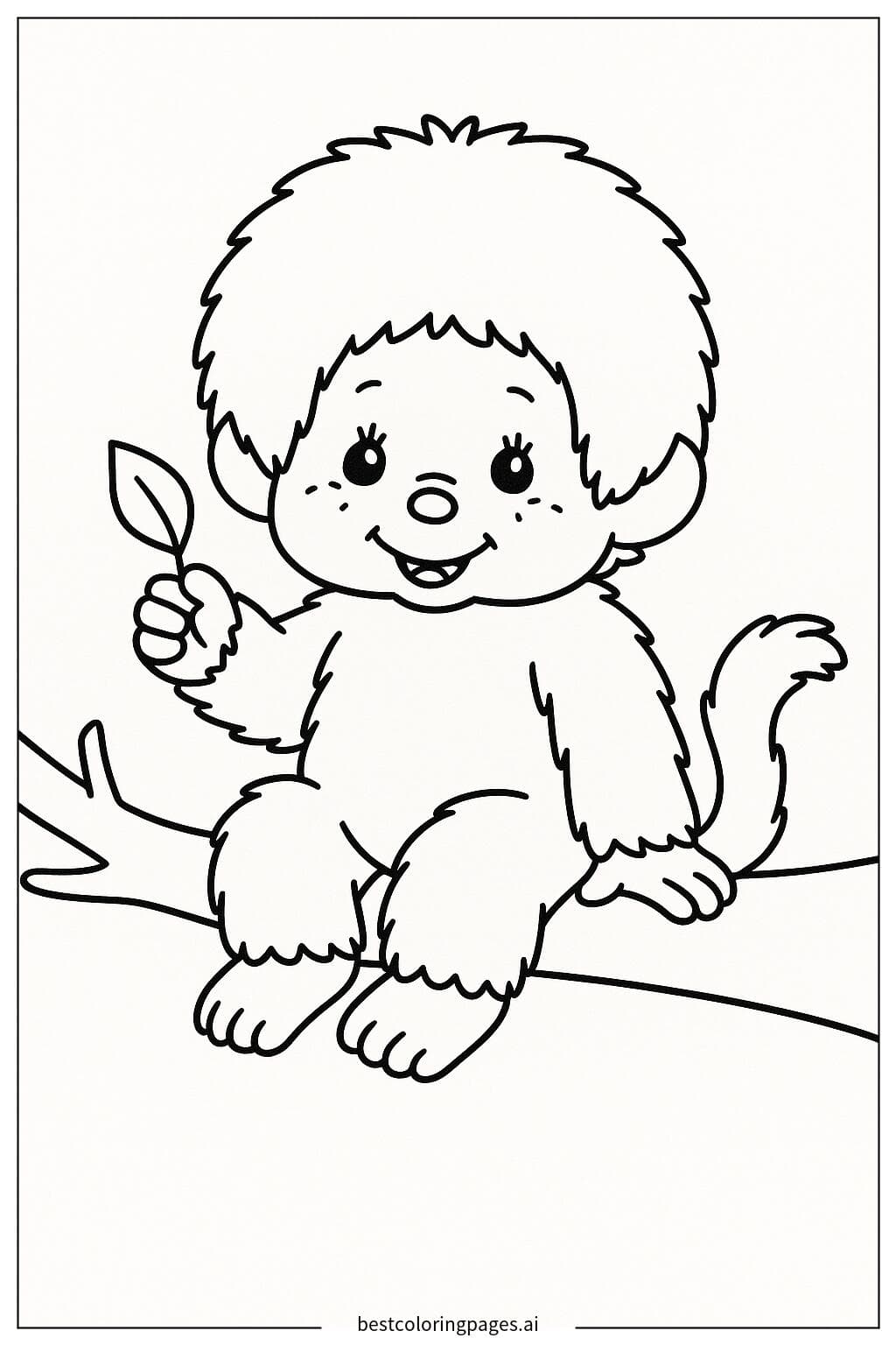 Monchhichi Sitting on a Tree Branch