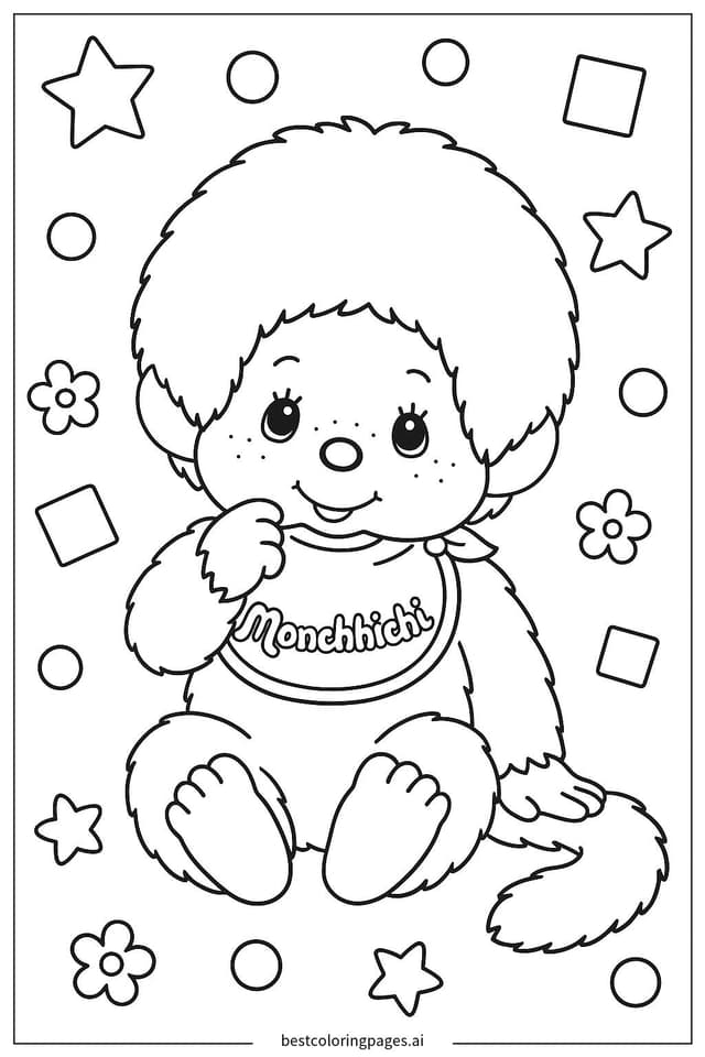 Disegni di Monchhichi seduto tranquillamente da Colorare
