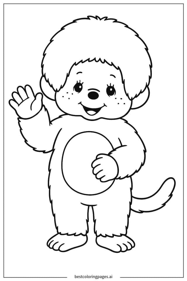 Disegni di Monchhichi Saluta Ciao da Colorare