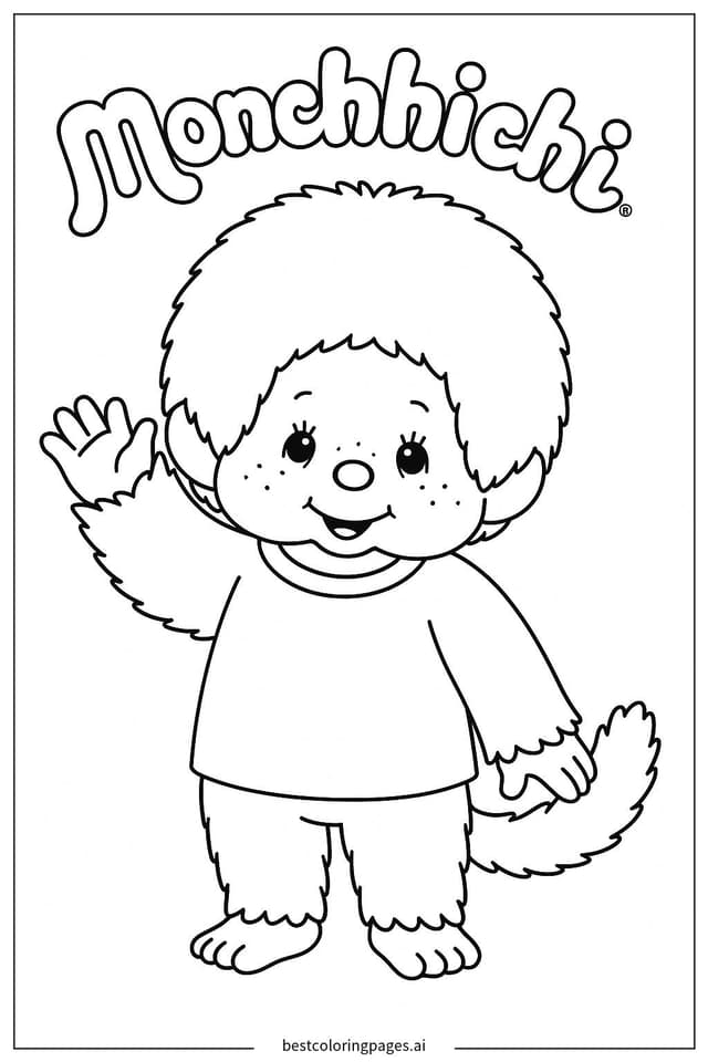 Disegni di Monchhichi che Saluta da Colorare