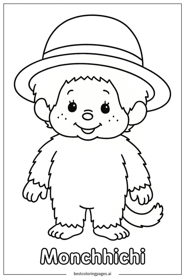 Disegni di Monchhichi con il Cappello da Colorare
