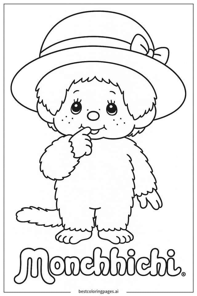 Disegni di Monchhichi con Cappello da Colorare