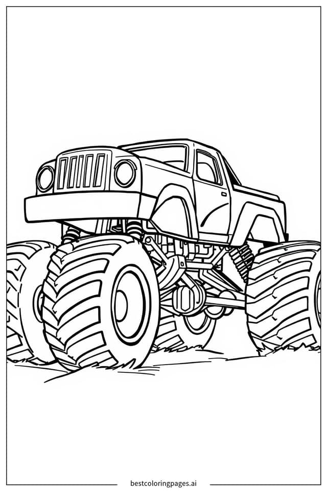 Monstertruck mit großen Rädern Ausmalbilder