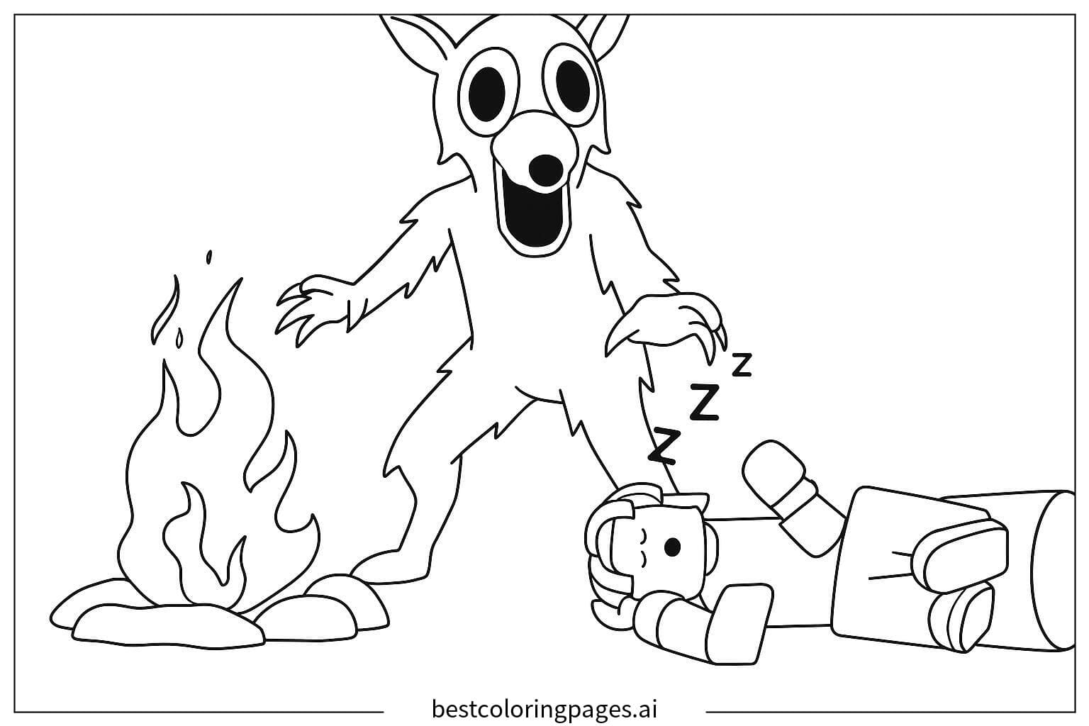 Monster beobachtet Camper Ausmalbilder