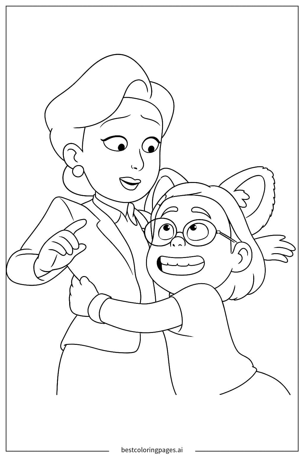 Heartwarming Mother and Daughter Hugging Coloring Page