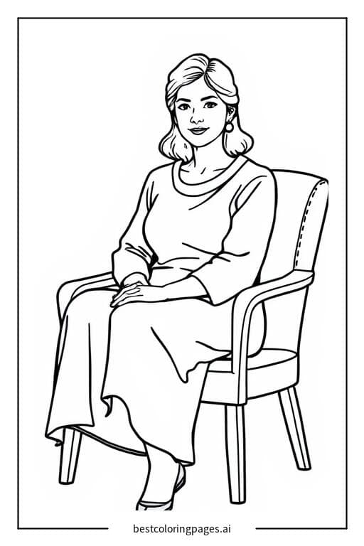 Dibujos de Madre sentada en una silla. para Colorear