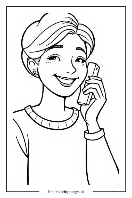 Dibujos de Madre hablando por teléfono para Colorear