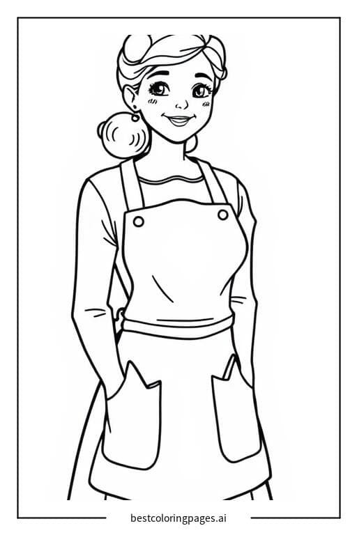 Mother in a Kitchen Apron