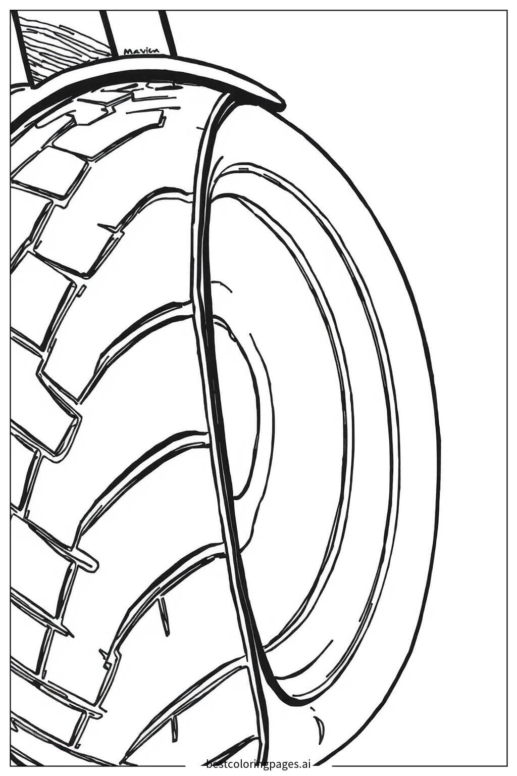 Motorcycle Tire Close-up Coloring Page