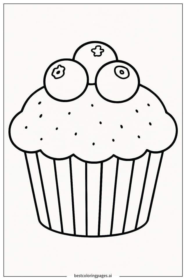 Disegni di Muffin ai mirtilli da Colorare