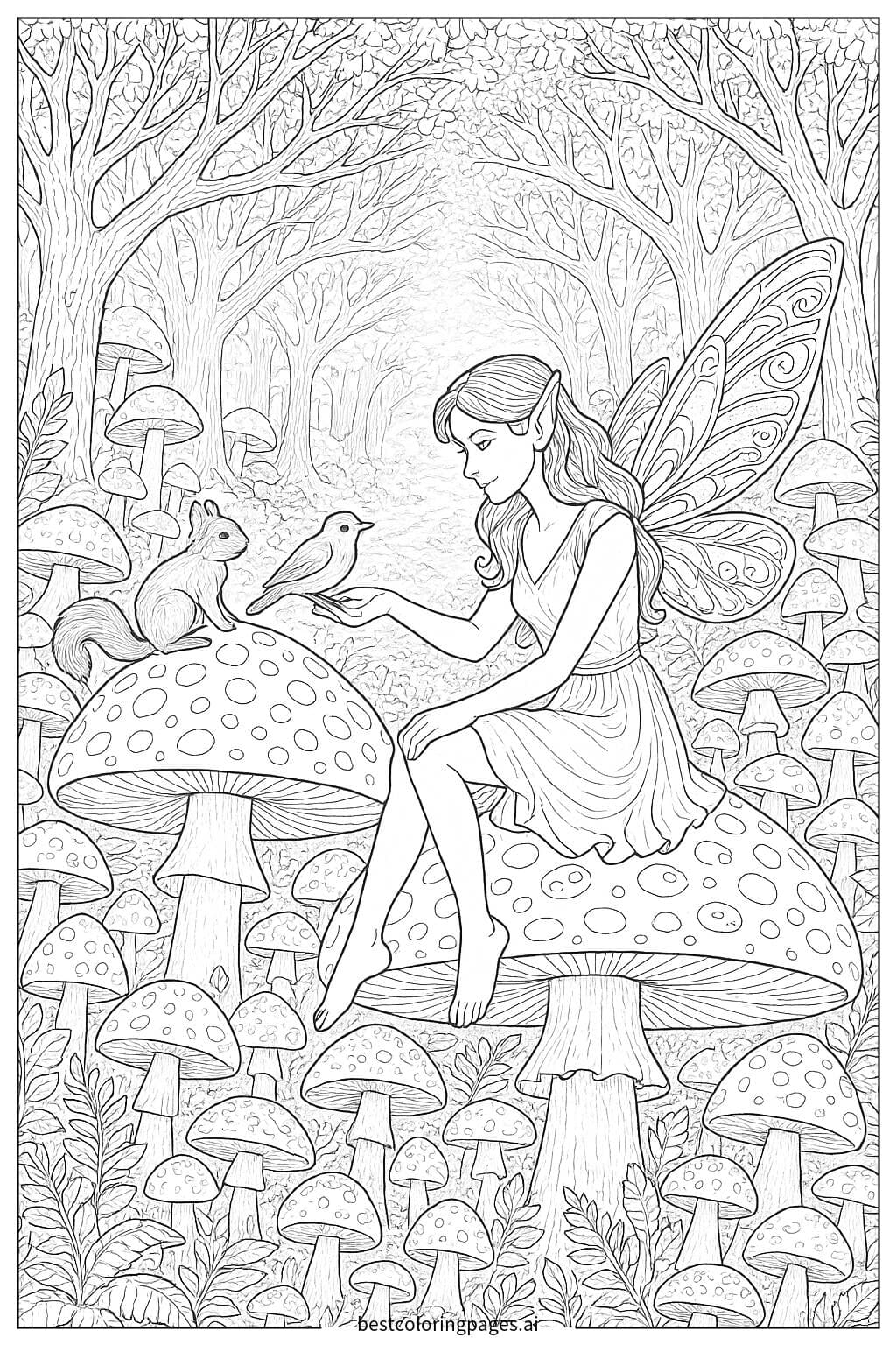 Enchanted Mushroom Forest with Fairy