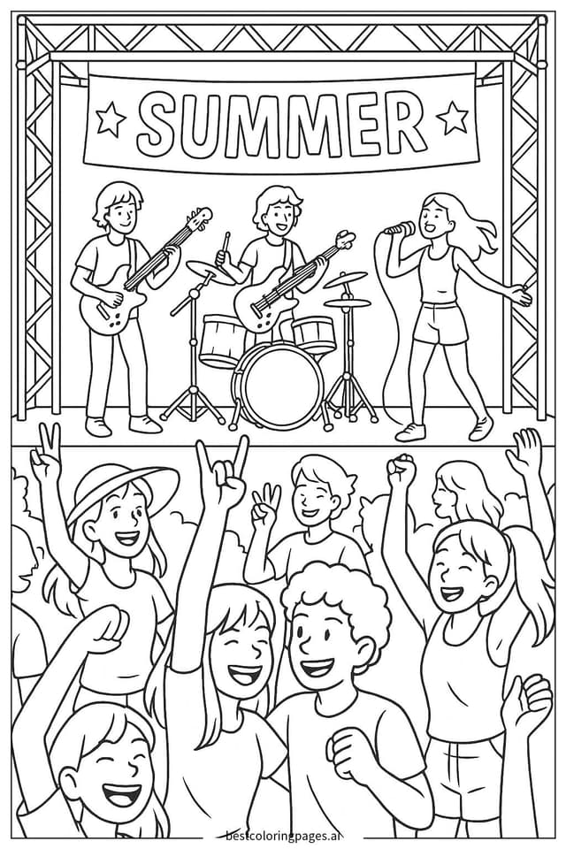 Musikfestival-Menge Ausmalbilder