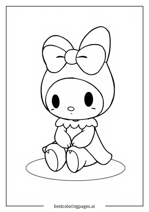 My Melody Sitting Quietly Coloring Pages