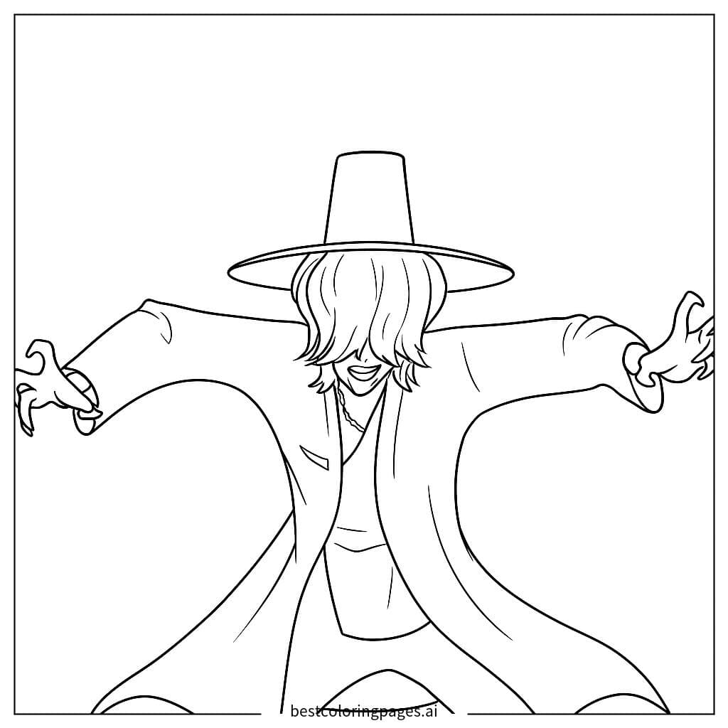 Mystery Saja Demon Hunter in Action Pose Coloring Page