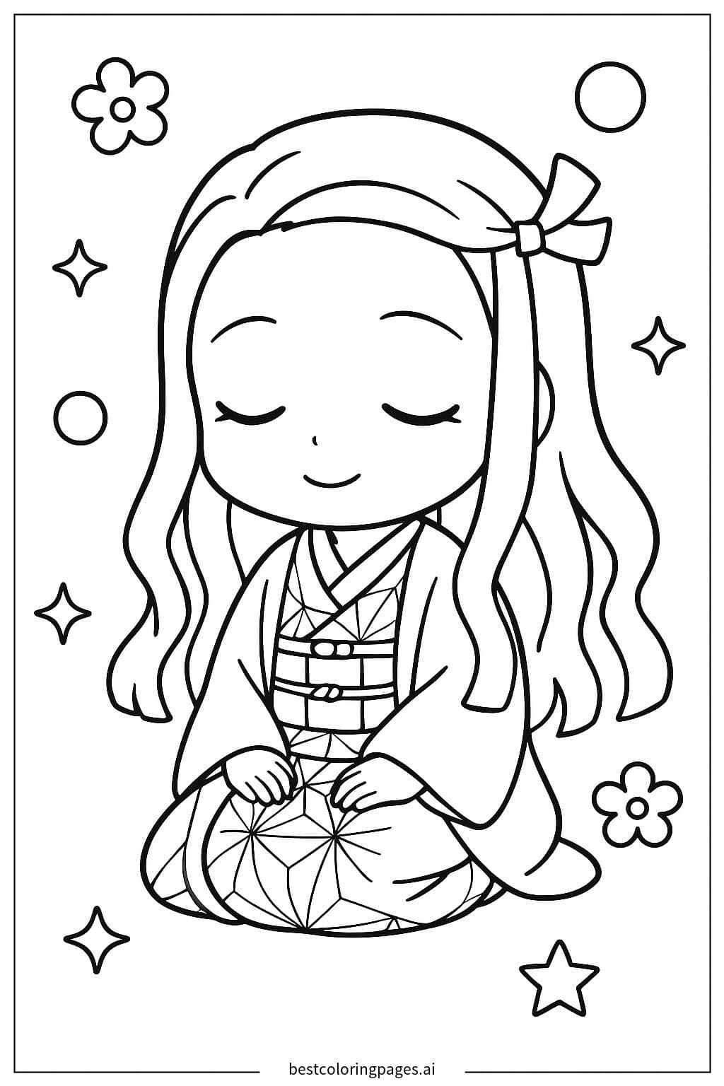 Nezuko Kamado sitzt