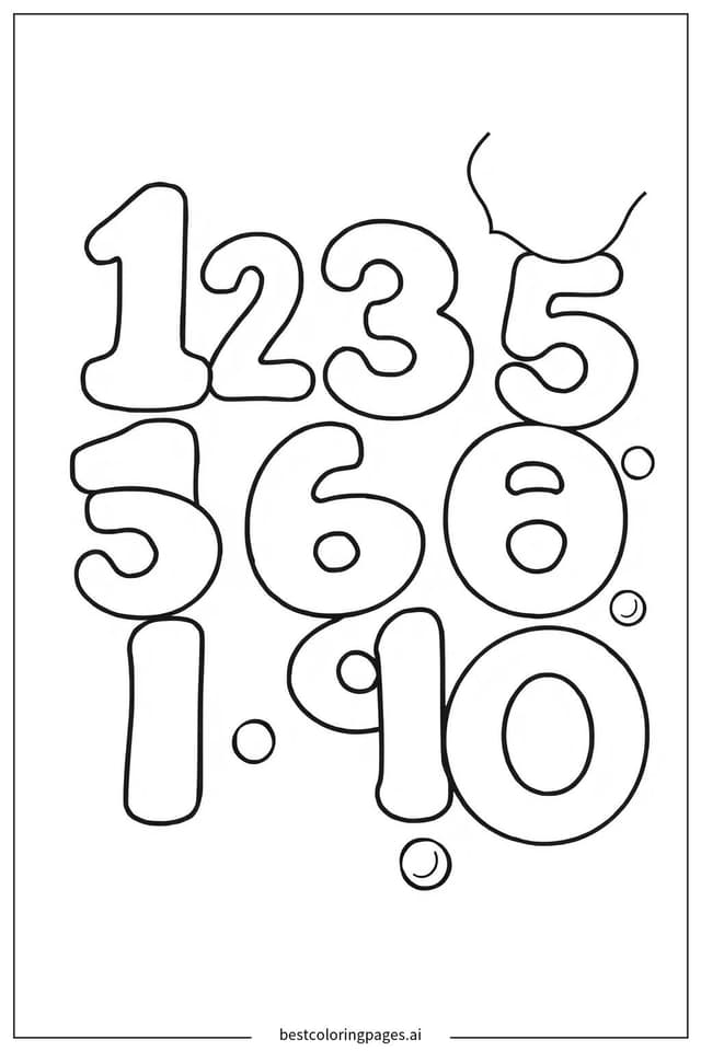 Counting Fun: Numbers 1 to 10 Coloring Page