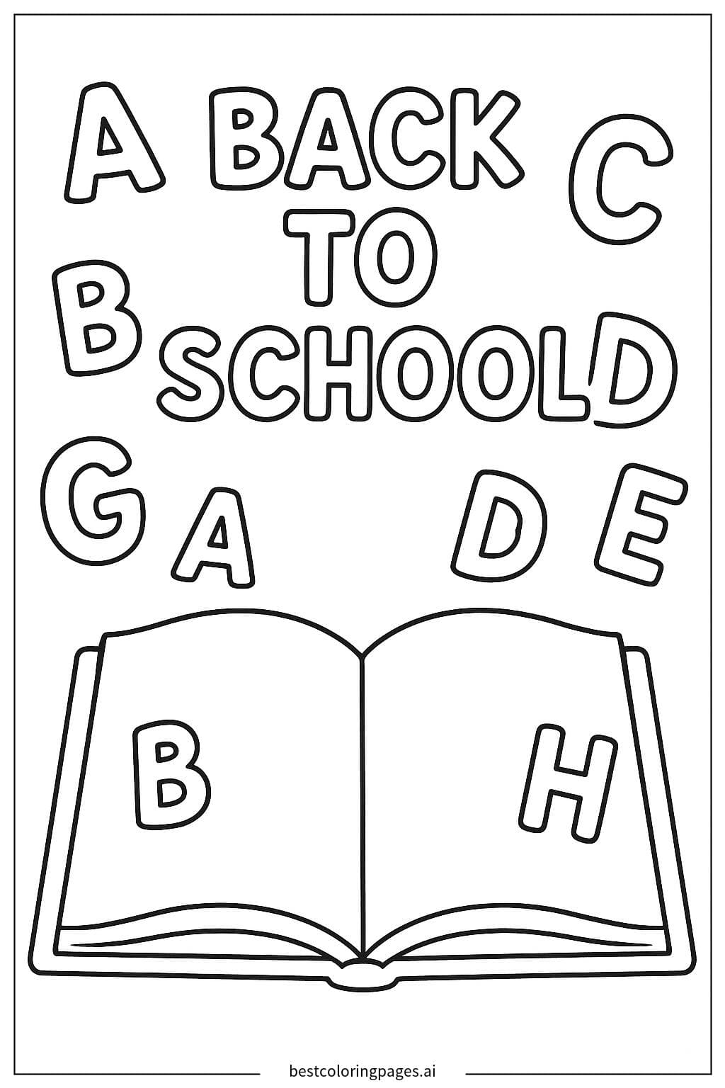 Open Book with Alphabet Letters for Back to School