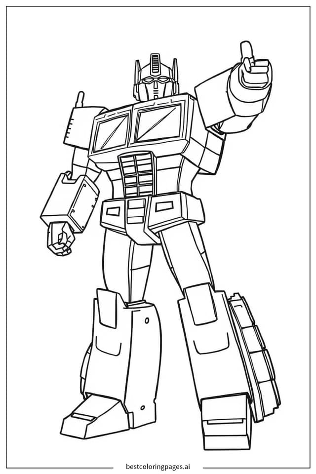 Tranh tô màu Optimus Prime Giơ Cánh Tay Lên