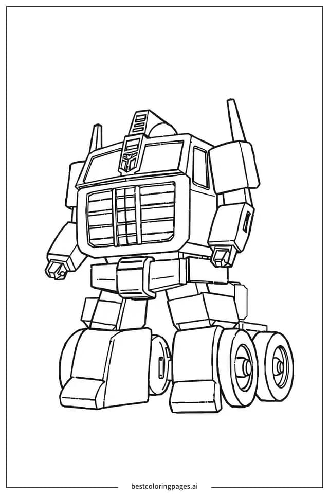 Tranh tô màu Optimus Prime Chế Độ Xe Đơn Giản