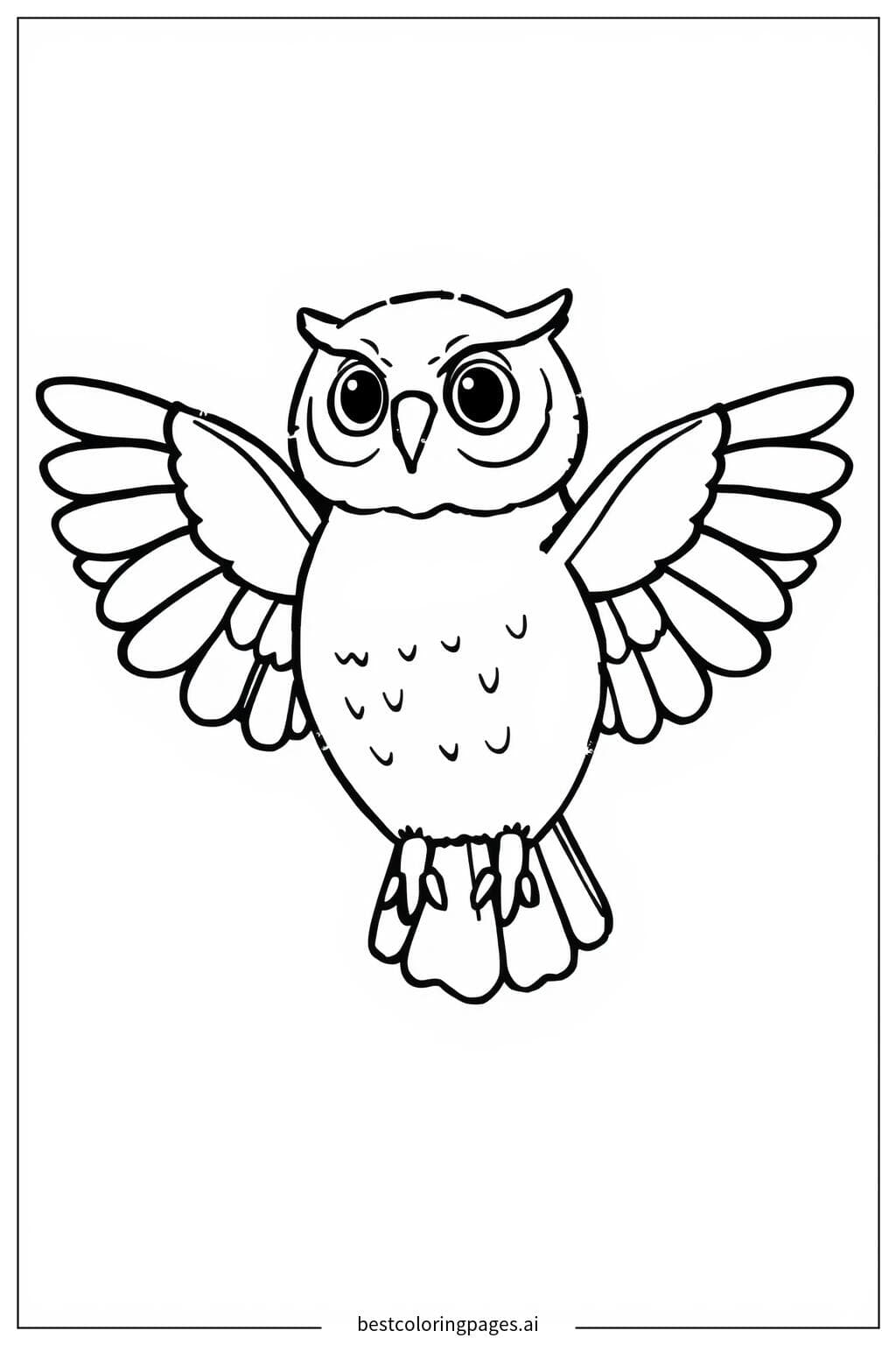 Owl Flying with Open Wings
