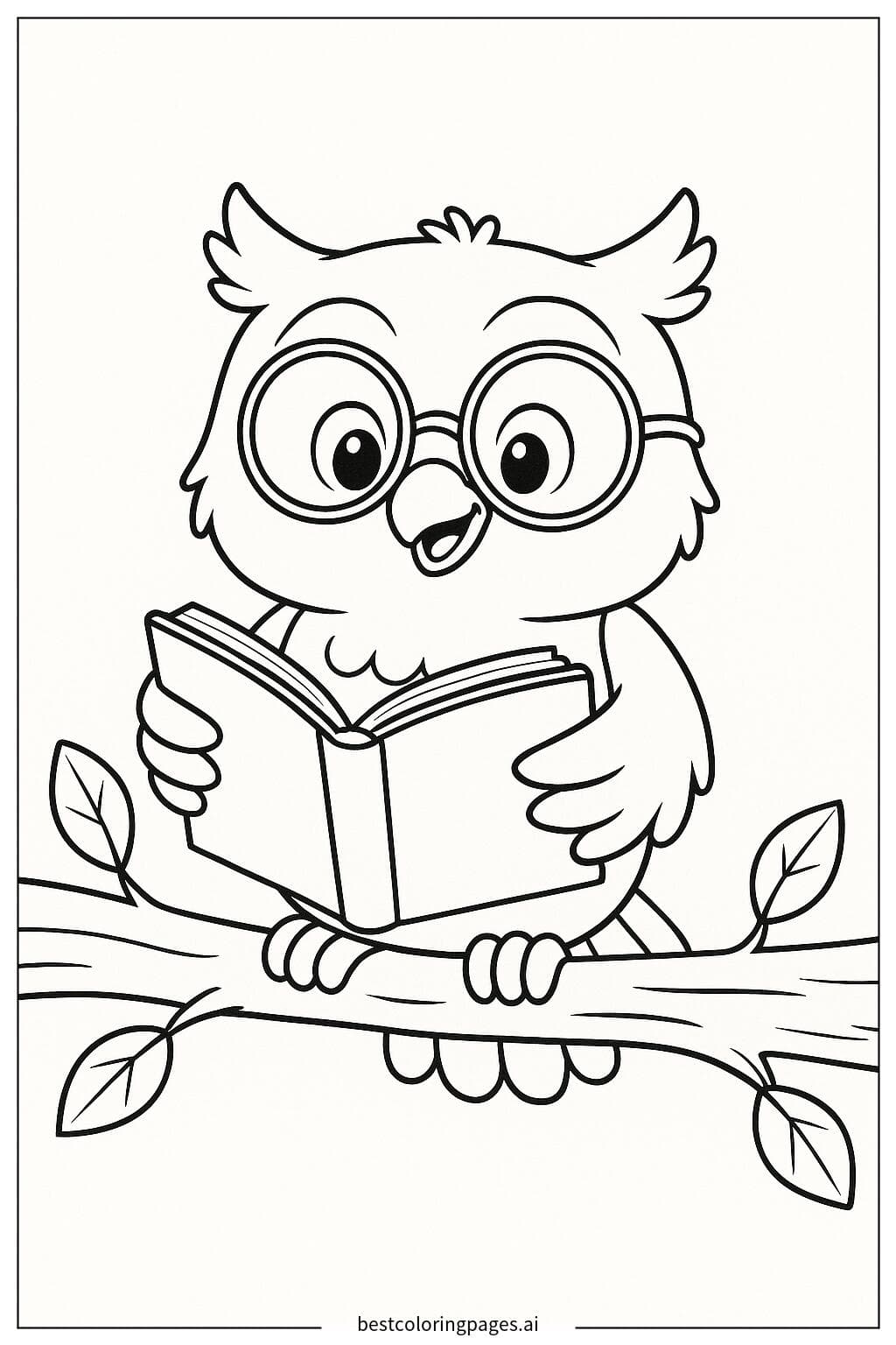 Wise Owl Reading a Book