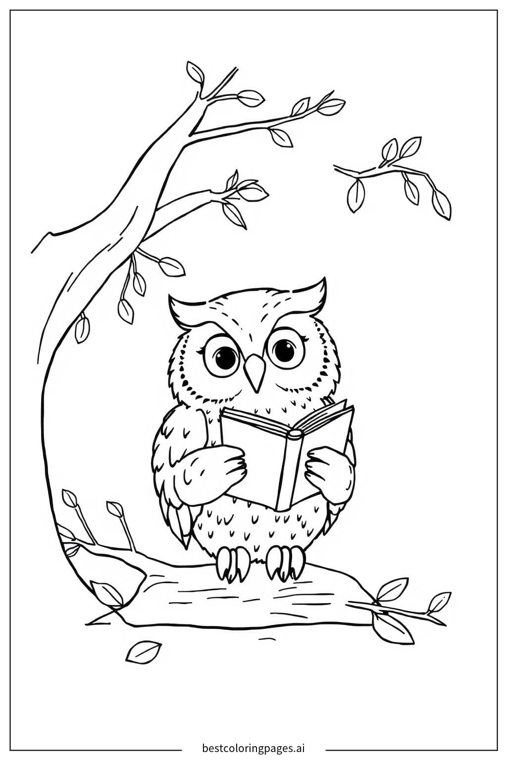 Owl Enjoying a Good Book under a Tree
