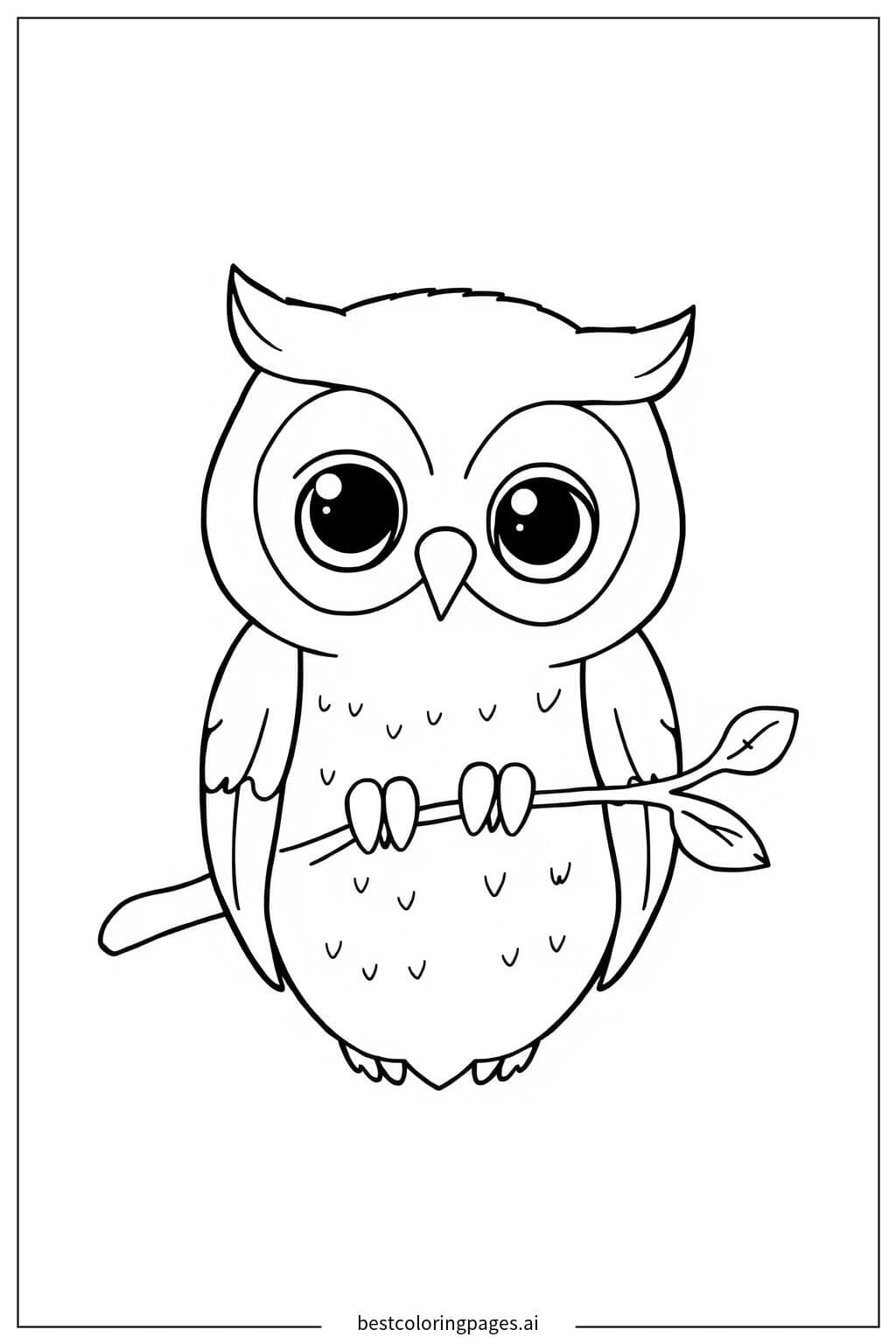 Adorable Owl with Big Round Eyes Coloring Page