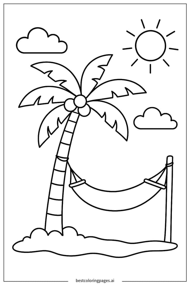 Palme mit Hängematte Ausmalbilder