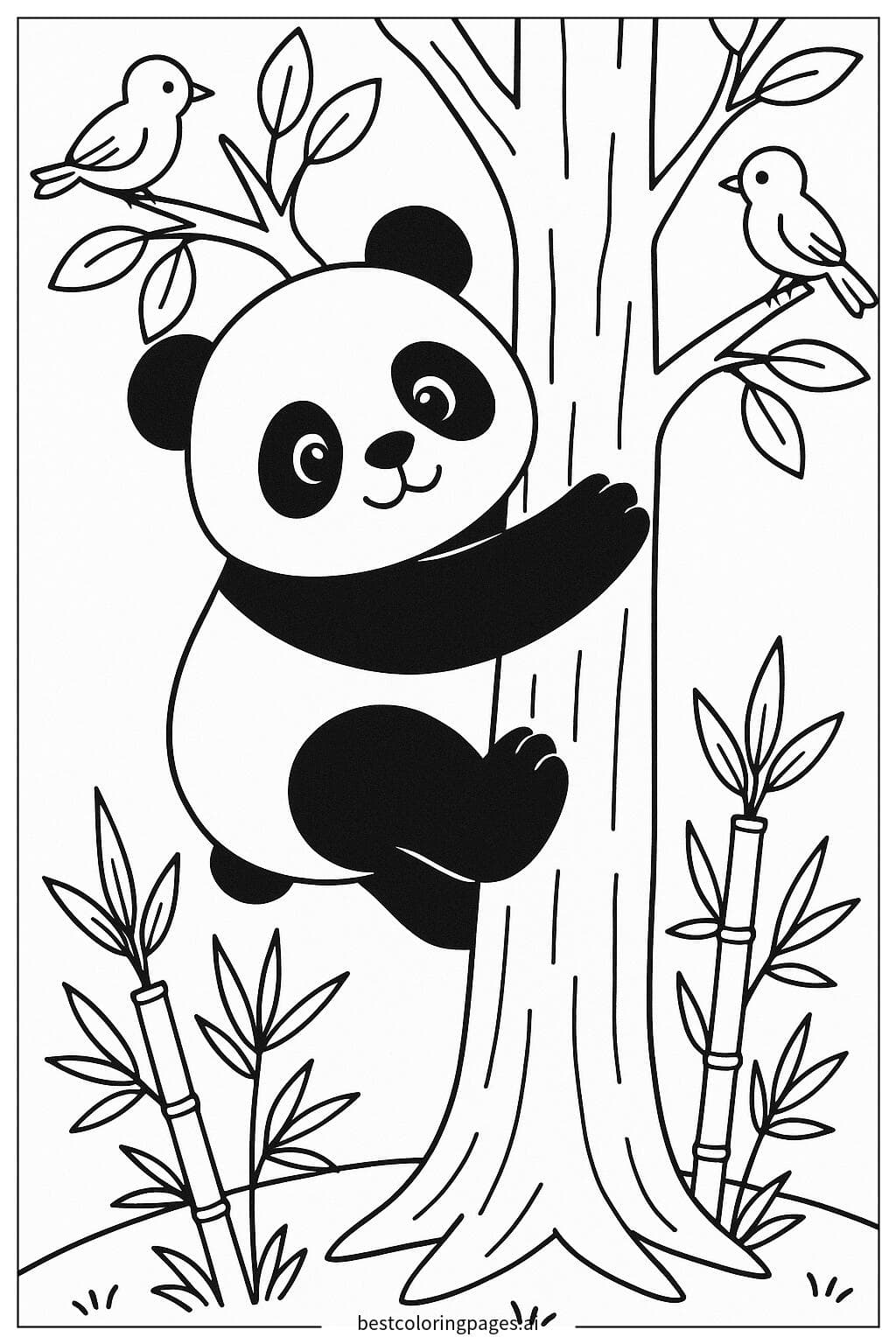 Adorable Panda Climbing a Tree