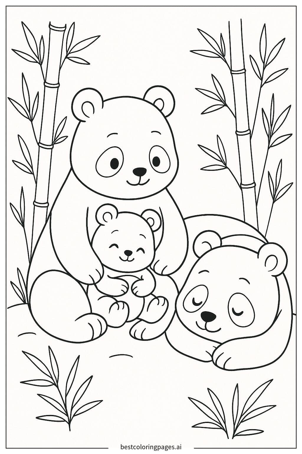 Panda Family Resting Together