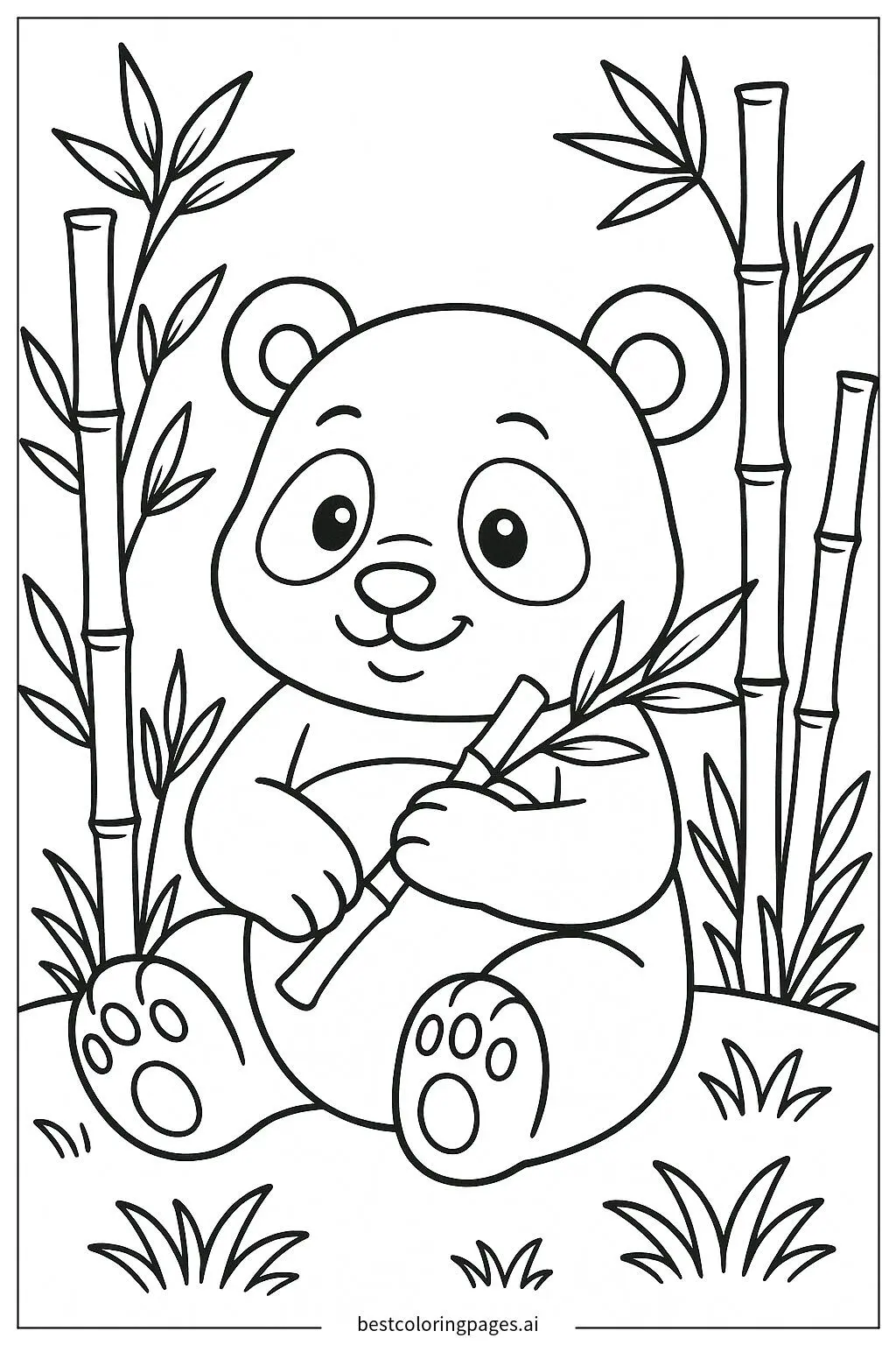 Panda in the Bamboo Forest Coloring Page