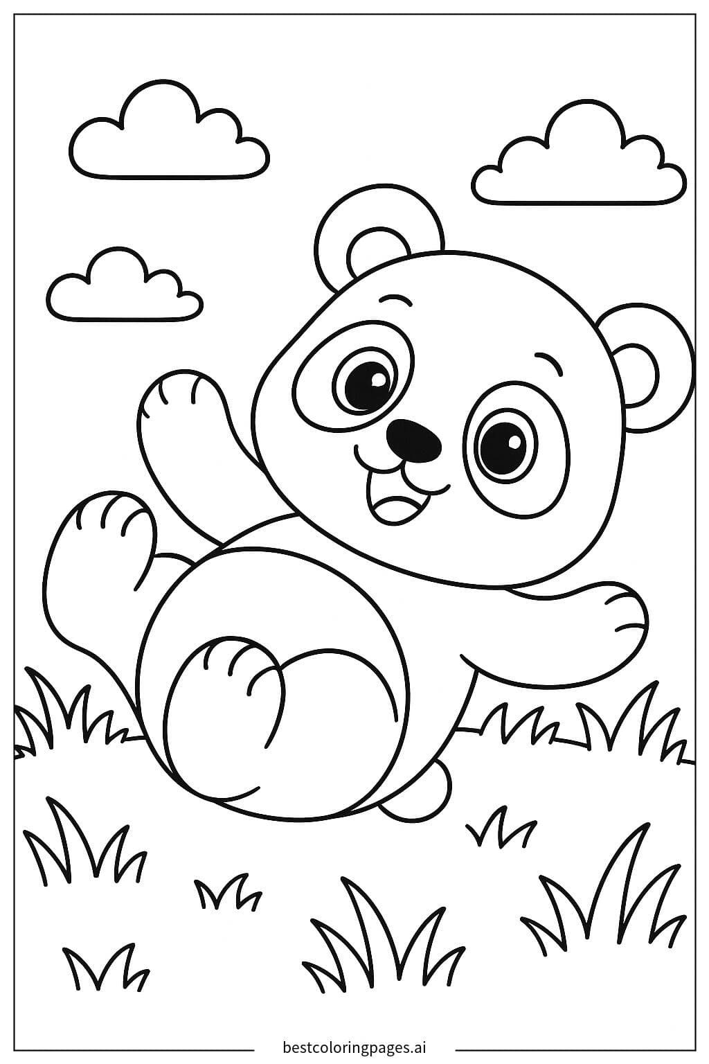 Panda Rolling on the Green Grass