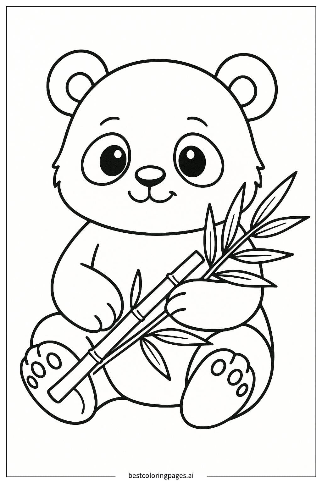 Cute Panda Sitting with Bamboo