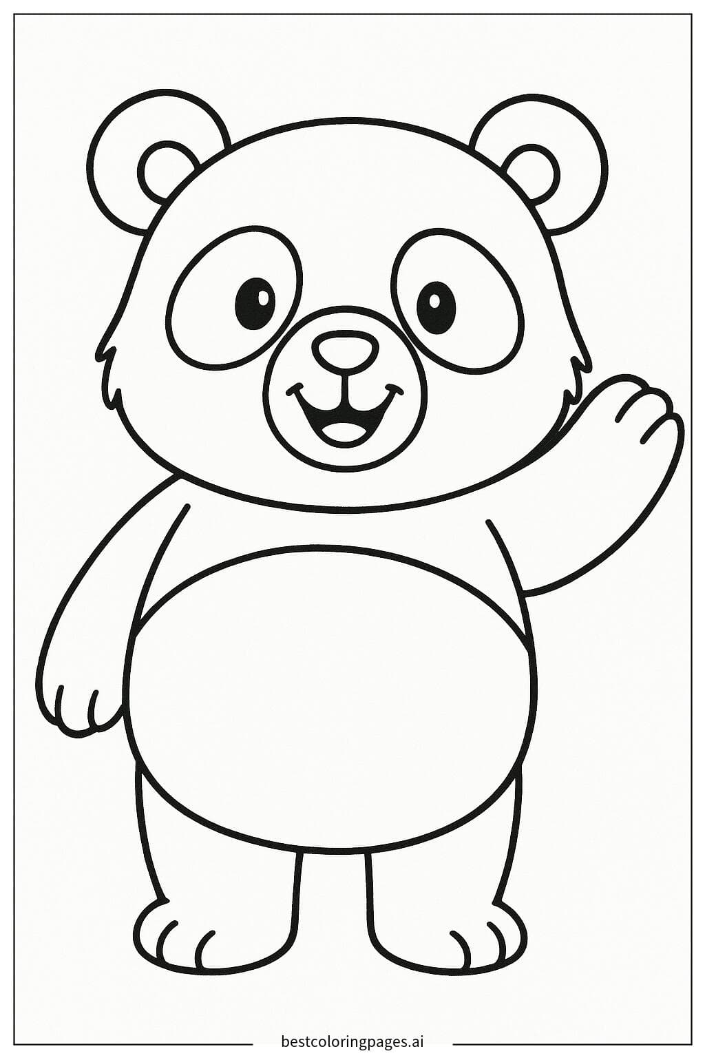 Cheerful Panda Waving Hand