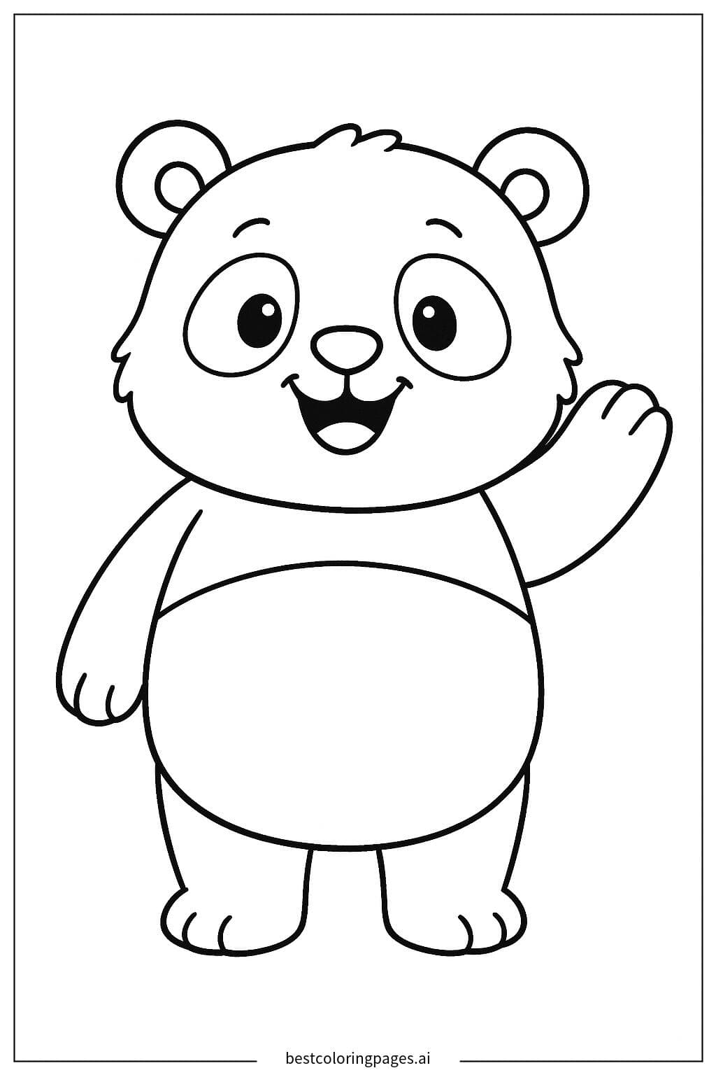 Disegni di Panda che saluta con un sorriso da Colorare
