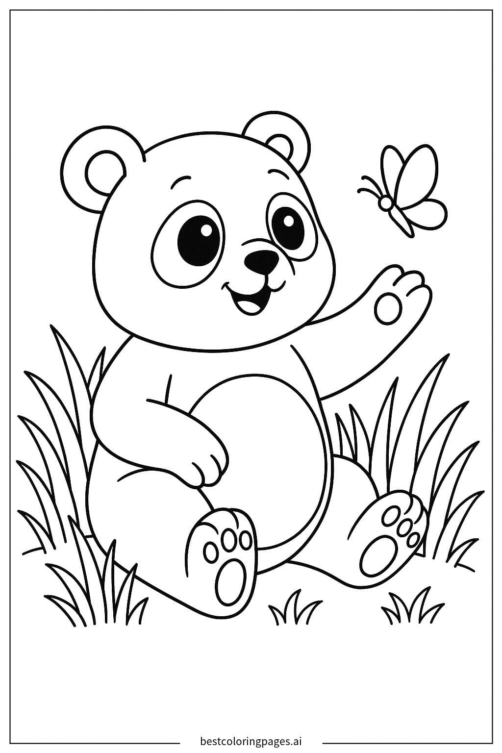 Playful Panda and Butterfly