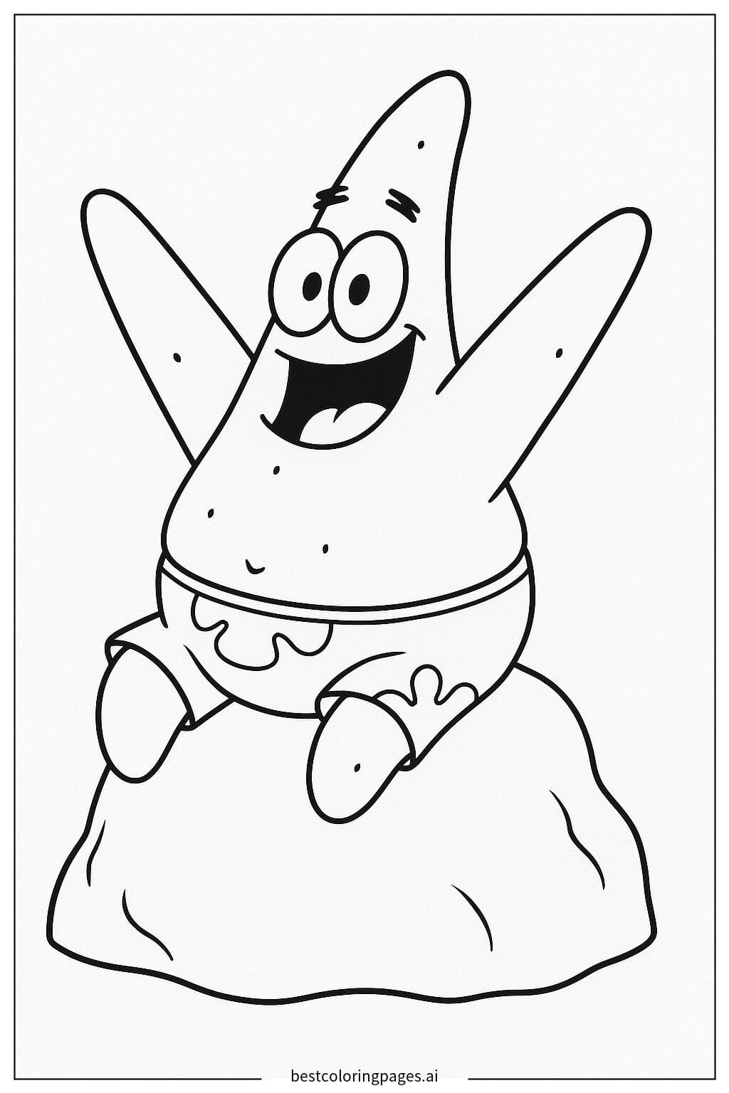 Patrick Star Sitting on a Rock