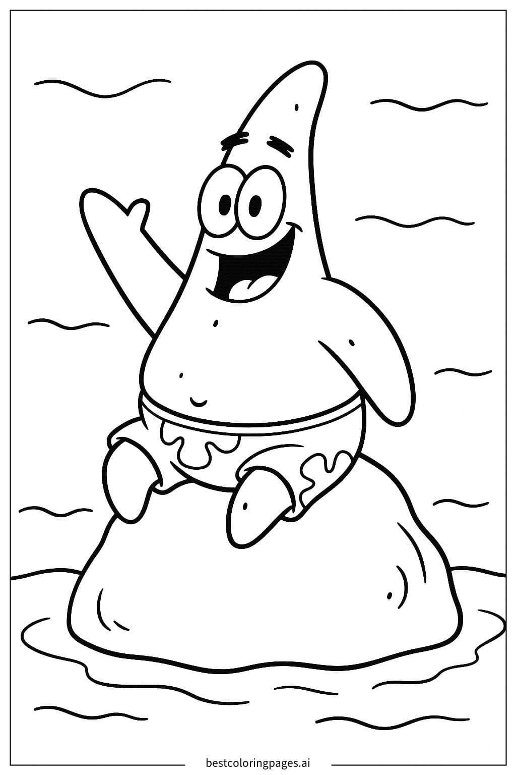 Patrick Star Relaxing on a Rock