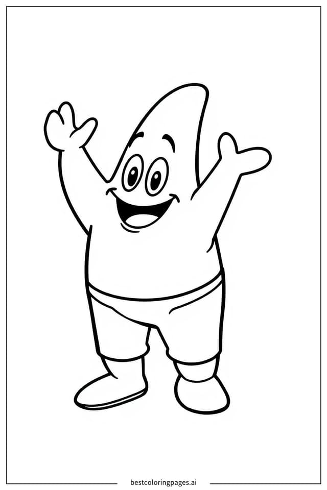 Patrick Star Waving Coloring Page