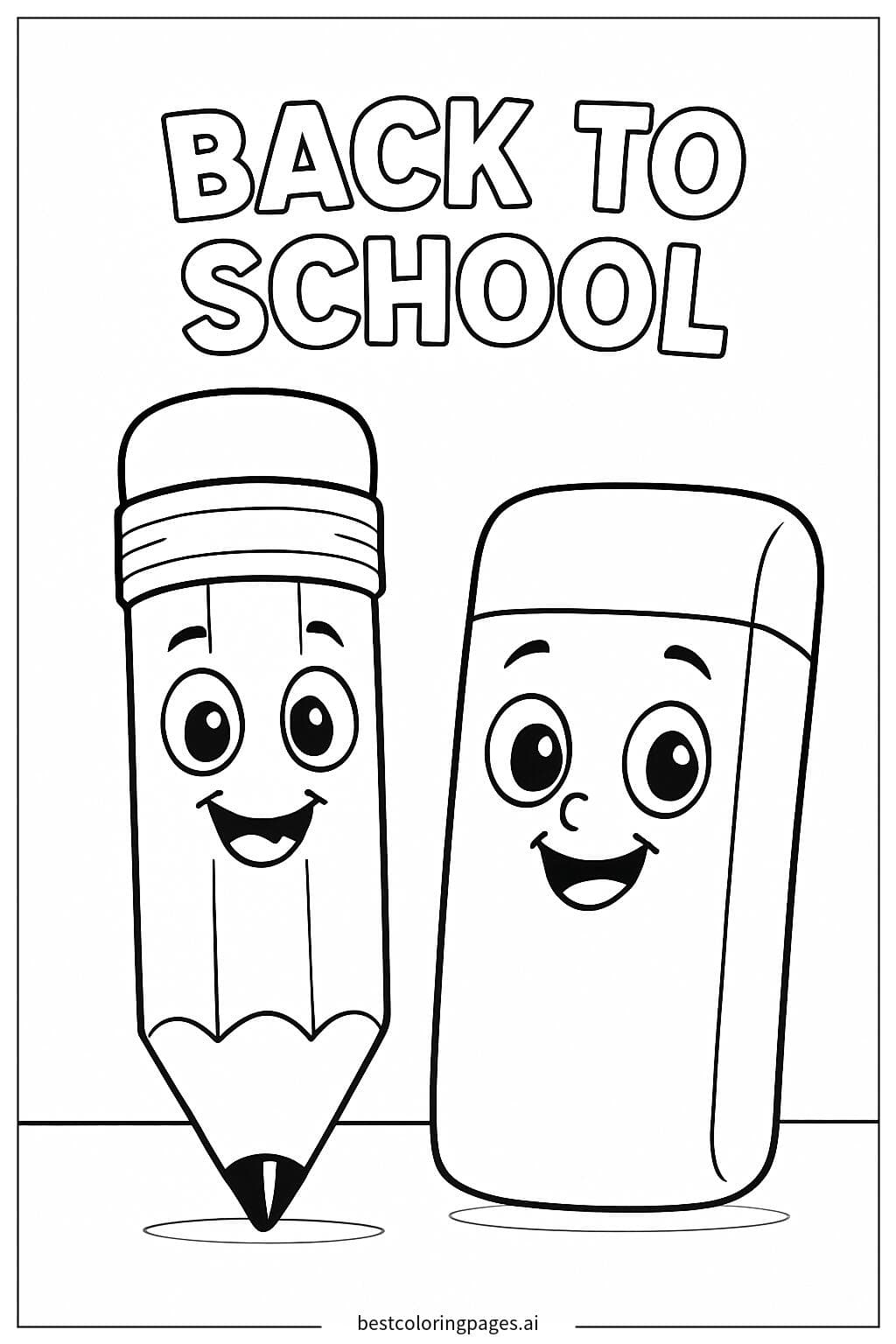 Smiling Pencil and Eraser: Back to School Fun