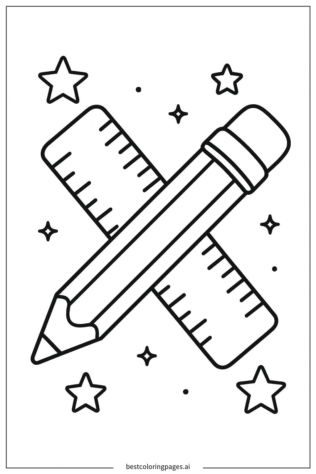 Pencil and Ruler Crossing Each Other